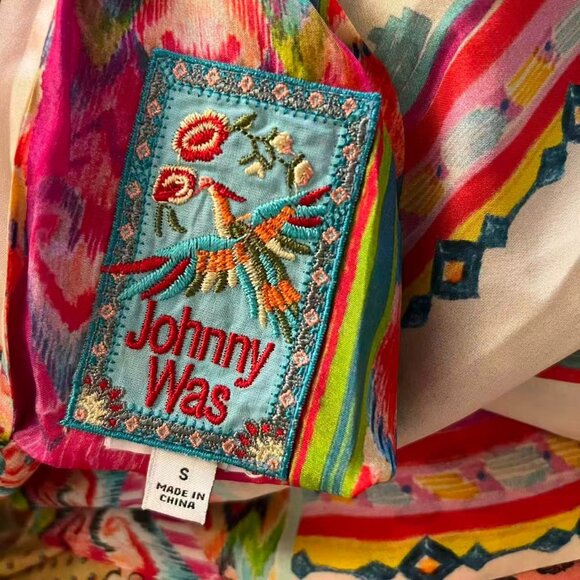 $880 NWOT Johnny Was Long Reversible Silk Embroidered Bohemia Kimono Size S - Picture 11 of 16